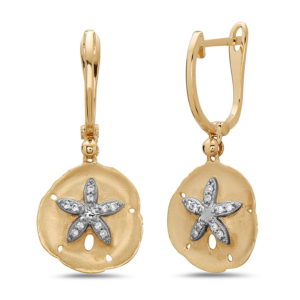 Sand Dollar Yellow Gold Earrings with Diamonds