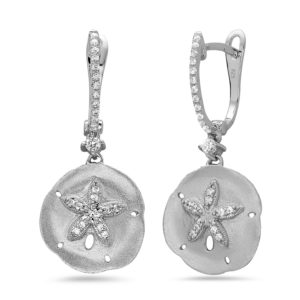 Sand Dollar White Gold Earrings with Diamonds