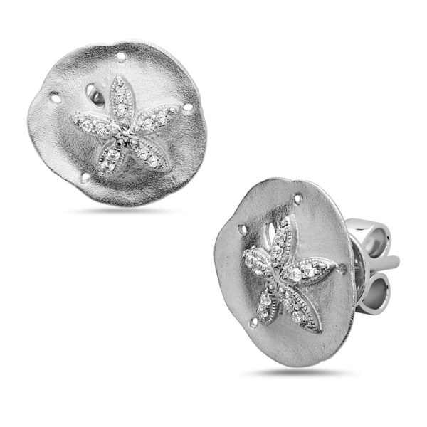 Sand Dollar White Gold Earrings with Diamonds