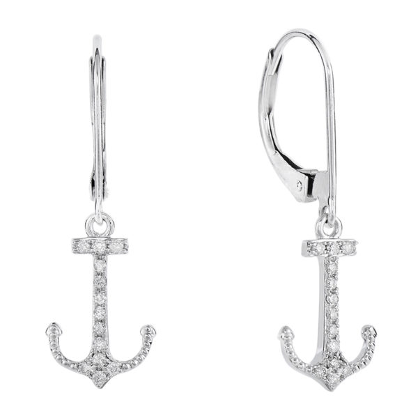 Anchor White Gold Earrings with Diamonds