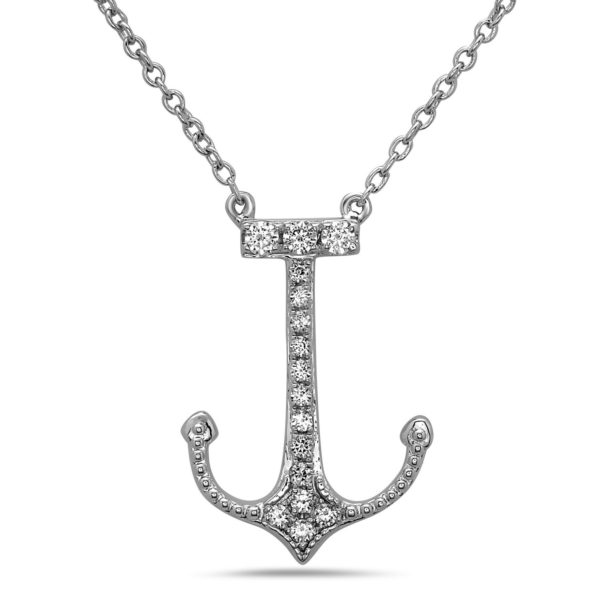 Anchor White Gold Necklace with Diamonds