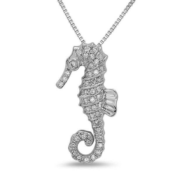 Seahorse White Gold Pendant with Diamonds