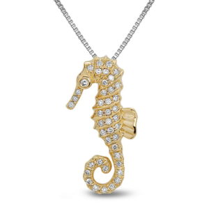 Seahorse Yellow Gold Pendant with Diamonds