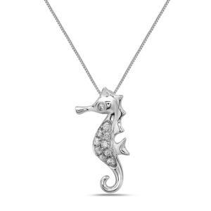 Seahorse White Gold Pendant with Diamonds