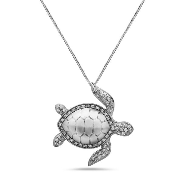 Sea Turtle White Gold Pendant with Diamonds