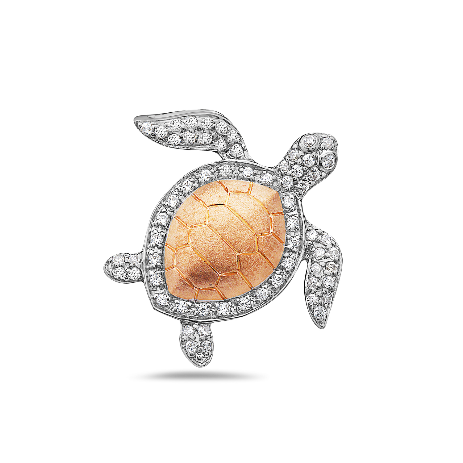 Sea Turtle Rose & White Gold Pendant with Diamonds