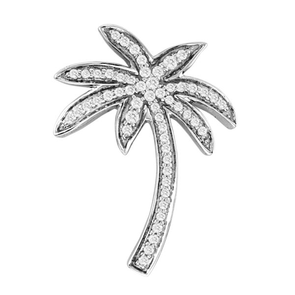 Palm Tree White Gold Pendant with Diamonds
