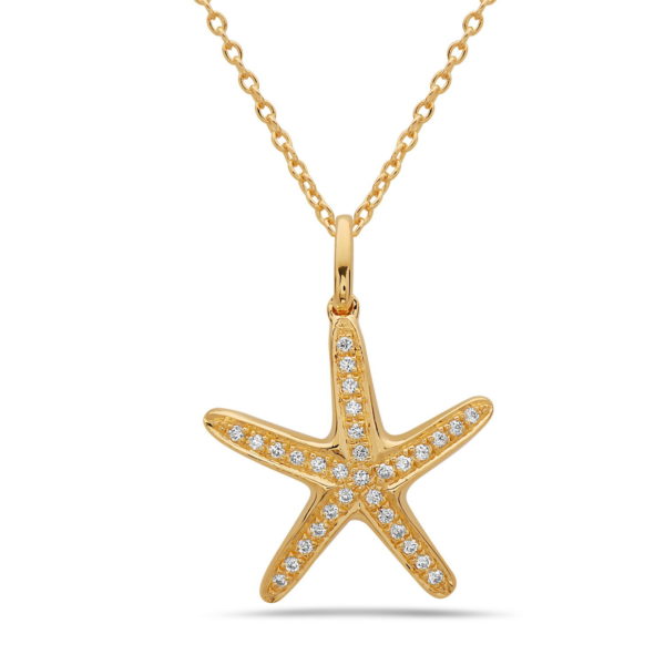 Large Large StarfishYellow Gold Pendant with Diamonds