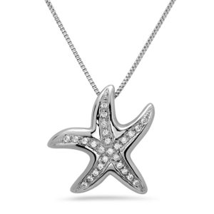 Starfish White Gold Pendant with Diamonds