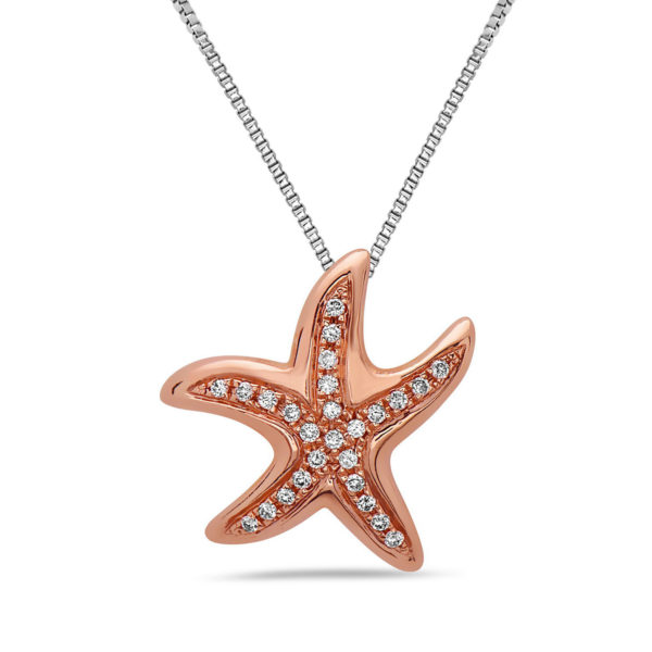Starfish Rose Gold Pendant with Diamonds