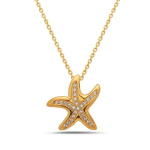Starfish Yellow Gold Pendant with Diamonds
