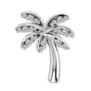 Palm Tree White Gold Pendant with Diamonds
