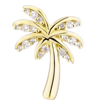 Palm Tree Yellow Gold Pendant with Diamonds
