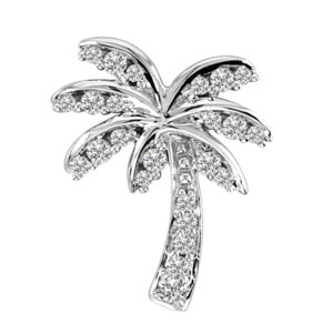 Palm Tree White Gold Pendant with Diamonds