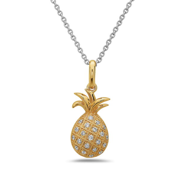 Pineapple Yellow Gold Pendant with Diamonds