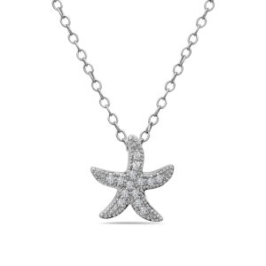 Medium Starfish White Gold Pendant with Diamonds
