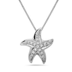 Starfish White Gold Pendant with Diamonds