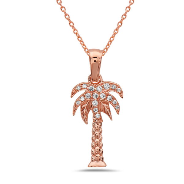 Palm Tree Rose Gold Pendant with Diamonds