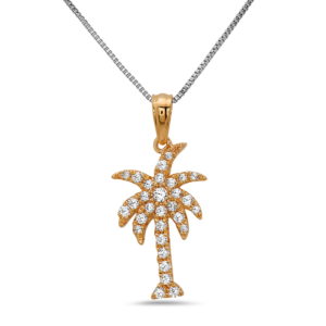 Palm Tree Rose Gold Necklace with Diamonds