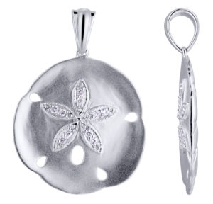 Large Sand Dollar White Gold Necklace with Diamonds
