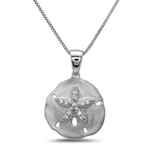 Small Sand Dollar White Gold Necklace with Diamonds
