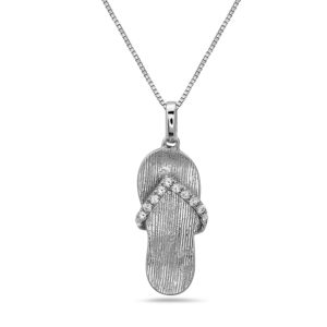 Large Flip Flop White Gold Pendant with Diamonds