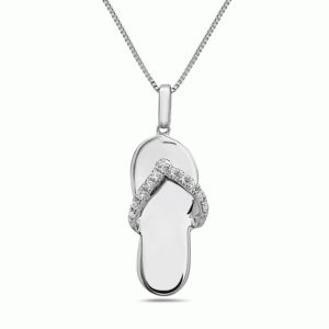 Large Flip Flop White Gold Pendant with Diamonds
