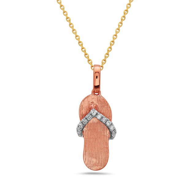 Small Flip Flop Rose Gold Pendant with Diamonds
