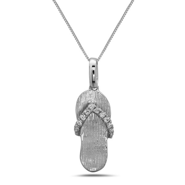 Small Flip Flop White Gold Pendant with Diamonds