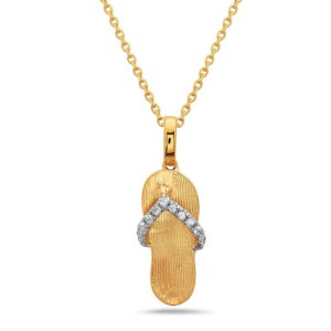 Small Flip Flop Yellow Gold Pendant with Diamonds