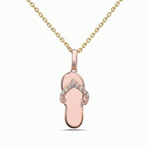 Small Flip Flop Rose Gold Pendant with Diamonds