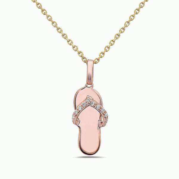 Small Flip Flop Rose Gold Pendant with Diamonds