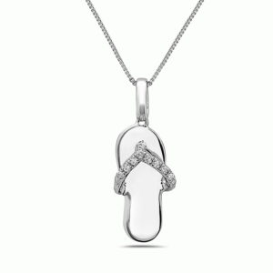 Small Flip Flop White Gold Pendant with Diamonds