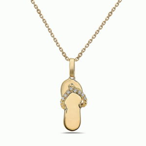Small Flip Flop Yellow Gold Pendant with Diamonds