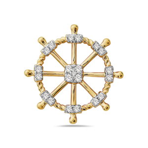 Ships Wheel Yellow & White Gold Pendant with Diamonds
