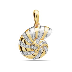 Nautilus Shell Yellow and White Gold Pendant with Diamonds