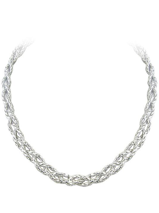braided silver necklace handmade by john medeiros