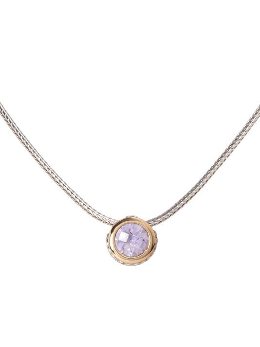 two tone lavender CZ Solitaire Necklace handcrafted by john medeiros