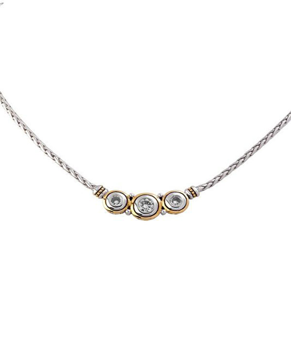 two tone 3 Stone Cubic Zirconia Necklace by john medeiros