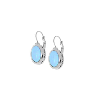 Opalas Do Mar Large Oval-Shaped Stone French Wire Earrings