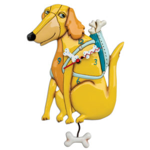 golden retrieve dog clock with bone pendulum by allen designs