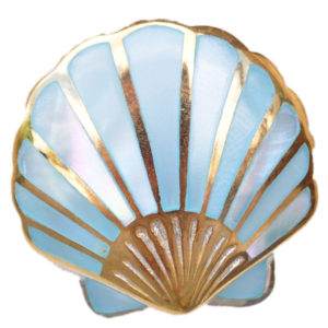 Sterling silver and 18kt gold Scallop Shell Pendant with mother of pearl by kovel