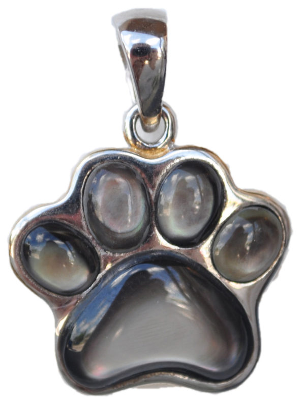 Sterling silver and 18kt gold Dog Paw Pendant with mother of pearl by kovel