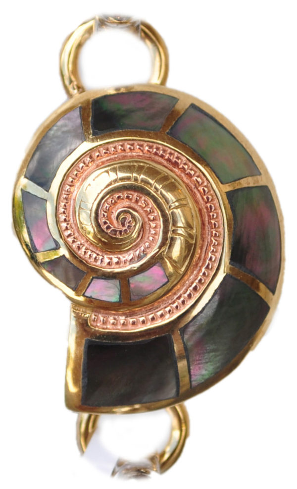 Sterling silver and 18kt gold Nautilus Shell Mother of Pearl Topper by kovel