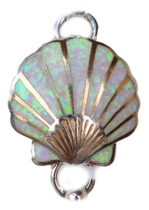 Sterling silver and 18kt gold Scallop Shell Topper with opals by kovel