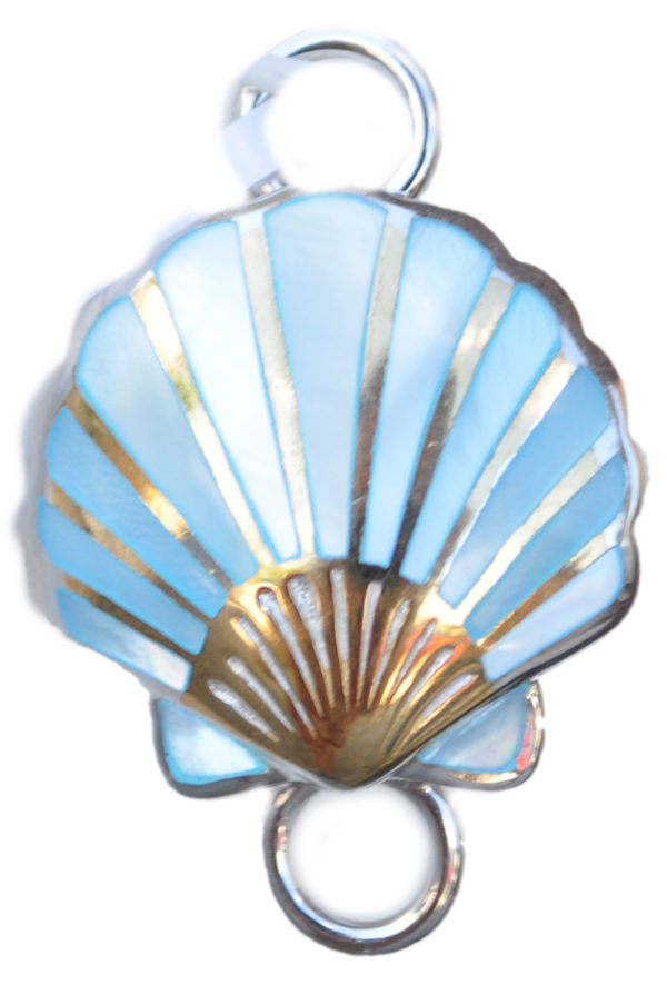 Sterling silver and 18kt gold Scallop Shell Topper with mother of pearl by kovel
