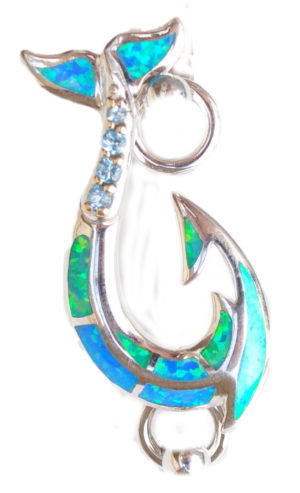 Sterling silver and 18kt gold Fancy Maori Hook topper with opals by kovel