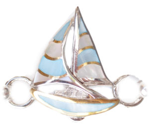 Sterling silver and 18kt gold Sailboat Topper with mother of pearl by kovel