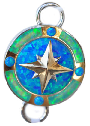 Sterling silver and 18kt gold Compass Topper with opals by kovel