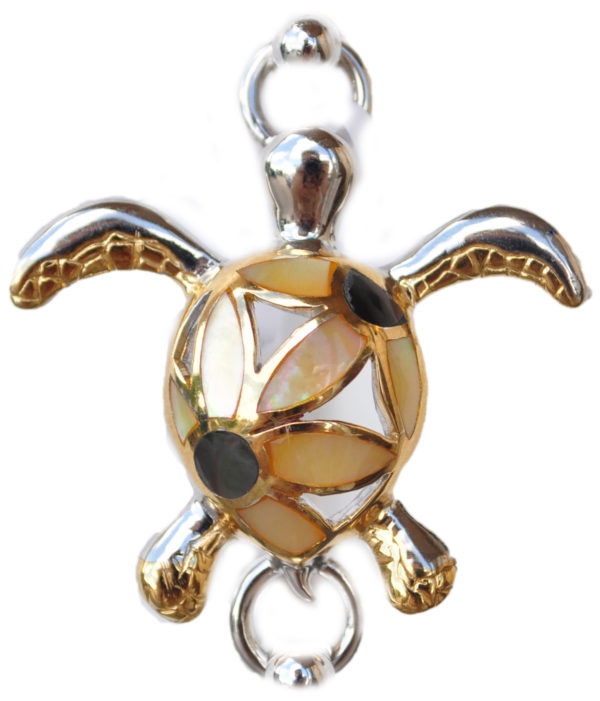 Sterling silver and 18kt gold Flower Turtle Topper by kovel